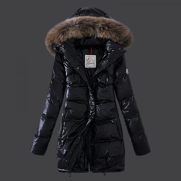 Moncler Donna Giù cappotto Nero Presa M1103